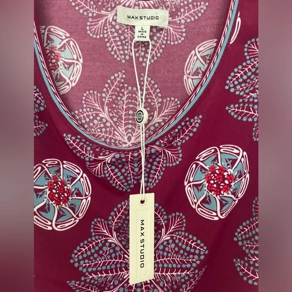 Max Studio Women’s Sundress Cutout Geometric Patterned Sleeveless Large - Picture 2 of 3